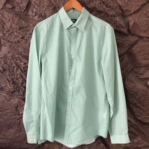 H&M Slim Fit Small Stripe Green Button Down Shirt